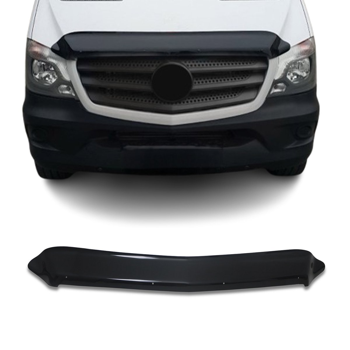 Mercedes Sprinter W906 Hood Deflector - Omac - Acrylic - Black - 2014-2018 Mercedes Sprinter W906 Hood Deflector - Omac - Acrylic - Black - 2014-2018